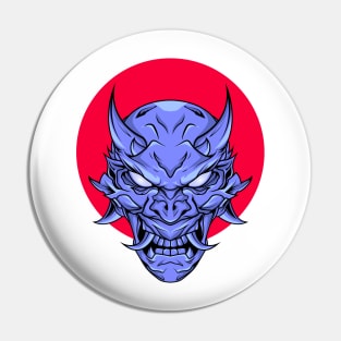 Blue Demonic Mask Pin