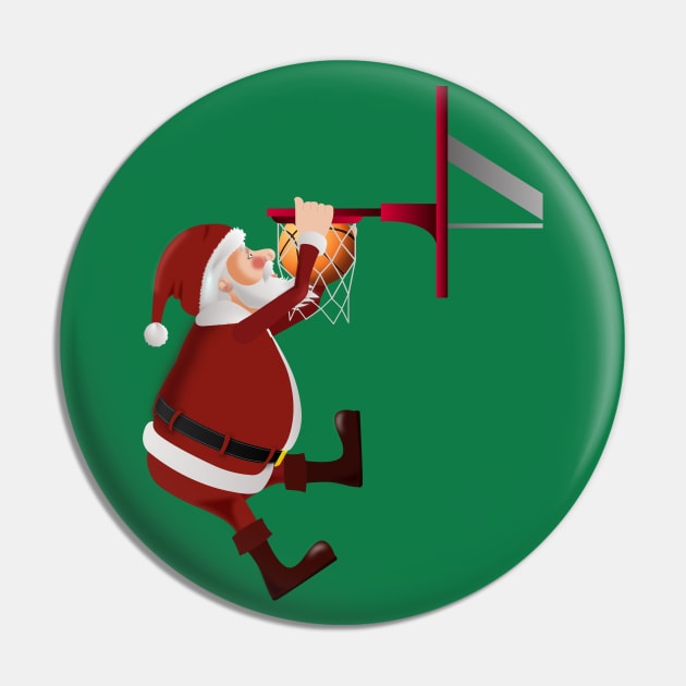 Santa Plays Basketball-Champion Gift Pin by MaryMas