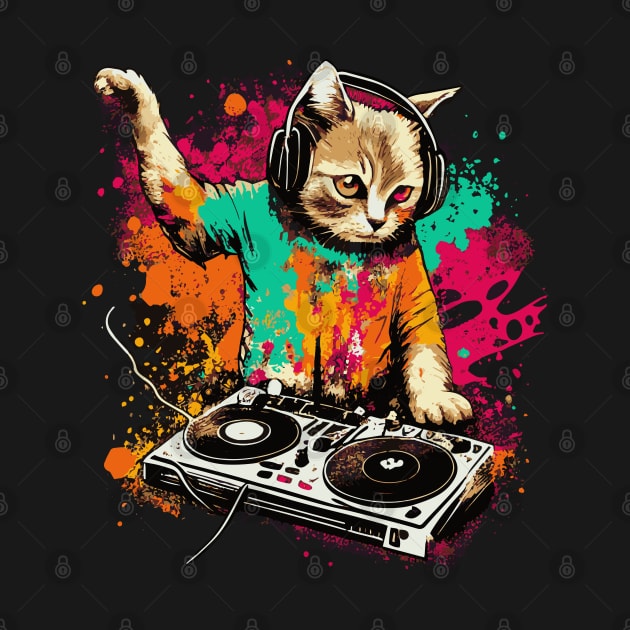 Cat DJ - Splash 90s - DJ Cat - Deadmau5 - Deadmouse by Barn Shirt USA