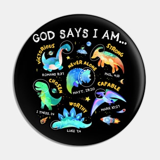 Outer Space Dinosaur Bible Christian Kids Pin