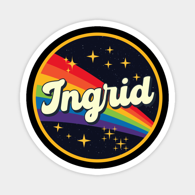 Ingrid // Rainbow In Space Vintage Style Magnet by LMW Art