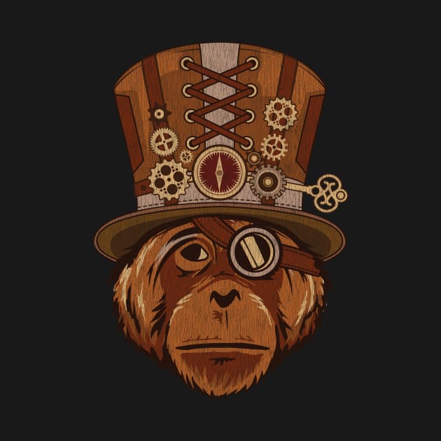 Steampunk Animal Orangutan Vintage Art Gift by propellerhead