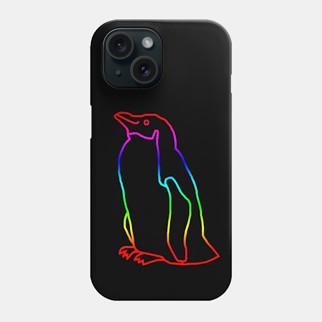 Penguin Rainbow Minimal Line Phone Case by ellenhenryart