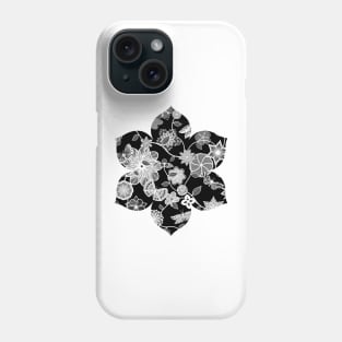 Butterfly Garden - White on Black Phone Case