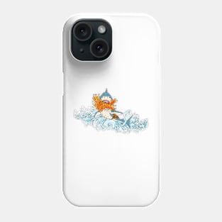 Great White Shark Breathing Fire Wearing Saddle Jumping with Waves Vintage Tattoo Style Phone Case