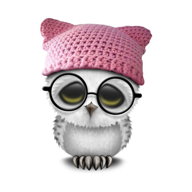 Nerdy Baby Owl Wearing Pussy Hat by jeffbartels