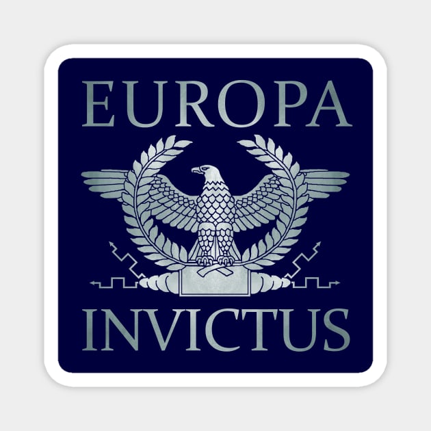 Europa Invictus - Silver Eagle on Blue Magnet by AtlanteanArts