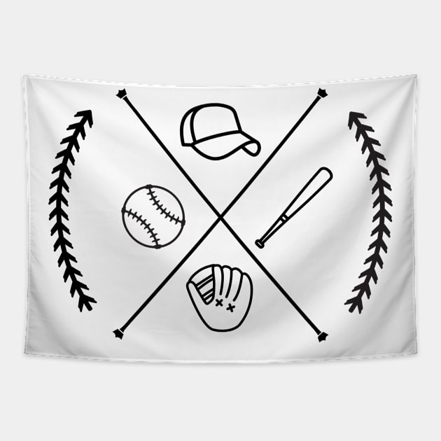 Baseball - Equipment Tapestry by Qibar Design