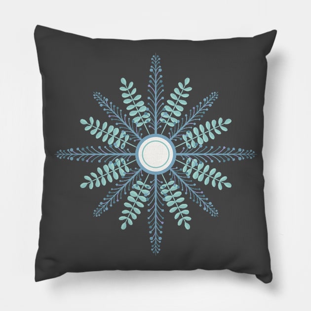 Folk Art Leaf Snowlake Pillow by SWON Design