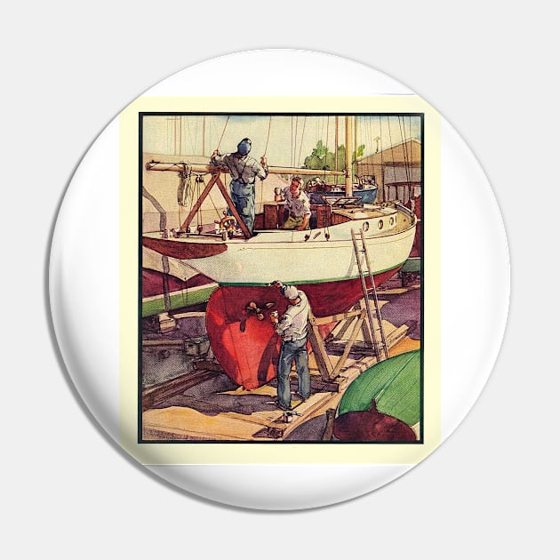 Vintage 1933 Yachting Painting Pin by ArtShare