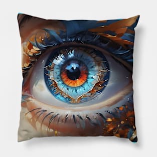 Closeup of colourful blue eye Pillow