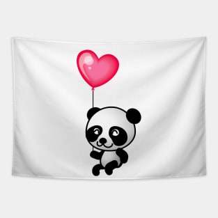 Cute Panda & Heart Balloon Tapestry