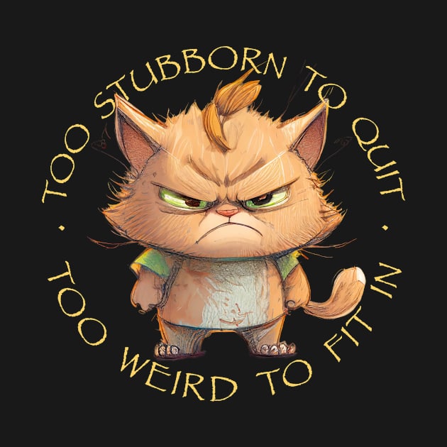 Cat Pet Too Stubborn To Quit Too Weird To Fit In Cute Adorable Funny Quote by Cubebox