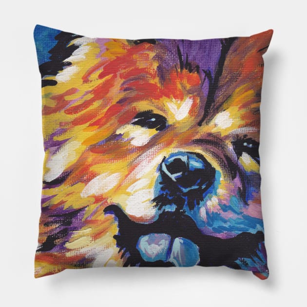 Chow chow Dog Bright colorful pop dog art  Edit Pillow by bentnotbroken11