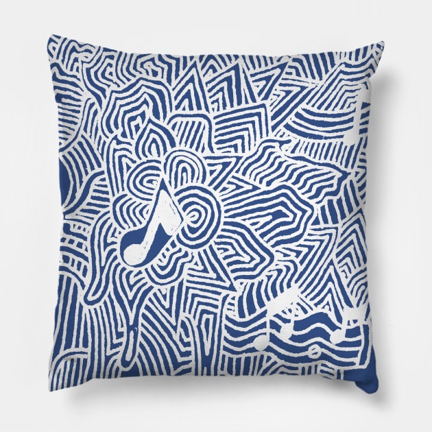 Music white on dark Pillow by PsychedelicDesignCompany