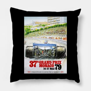 Grand Prix Monaco Vintage Poster 1979 Pillow