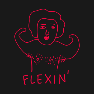 Workout Gym Flexin Funny Whimsical Drawing T-Shirt