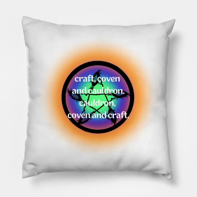 Craft, coven and cauldron- Wiccan Pillow by Rattykins