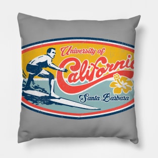 Faded Vintage Retro Surf Style UCSB design graphic Pillow