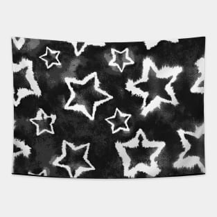 Black and White Tie Dye Stars Tapestry