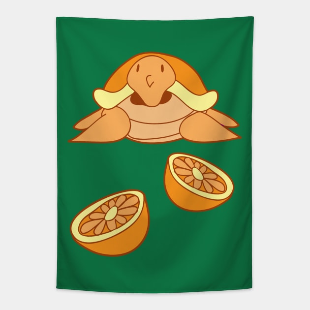 Orange Citrus Turtle Tapestry by saradaboru