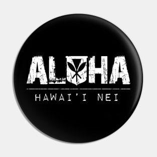 Aloha Hawai'i Kanaka Maoli White Ink by Hawaii Nei All Day T-Shirt Pin