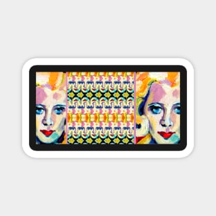 Red Lips and Blue Eyes Art Pattern Magnet