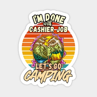 CASHIER JOB AND CAMPING DESIGN VINTAGE CLASSIC RETRO COLORFUL PERFECT FOR  CASHIER AND CAMPERS Magnet