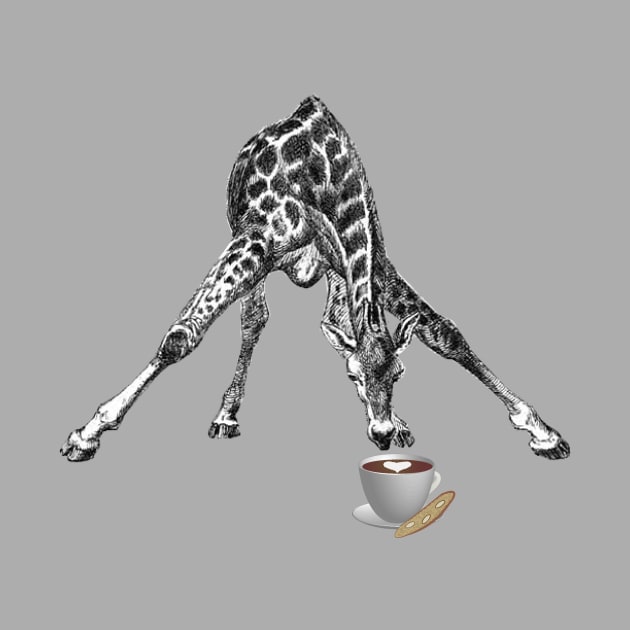 Lispe Giraffeccino - Giraffe Drinking Coffee by Lispe