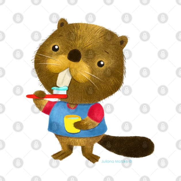 Beaver Brush Teeth Time by julianamotzko