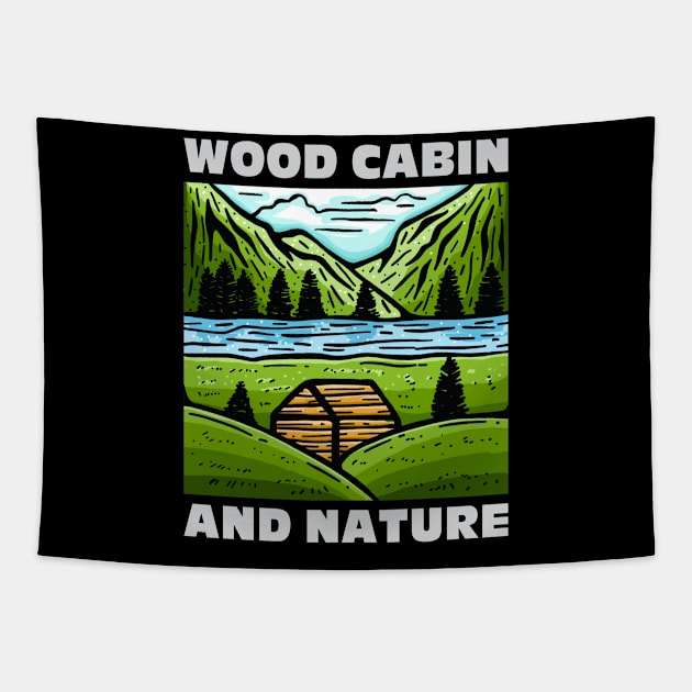 Outdoors Wood Cabin And Nature Tapestry by Wanda City