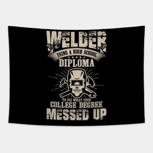 Welder using a High School Diploma -Welding Tapestry