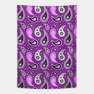 Purple Black Paisley Pattern Tapestry