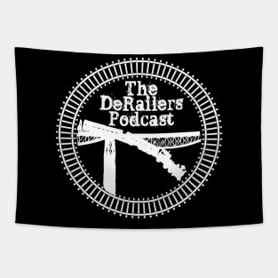 Classic DeRailers Podcast Logo (Tracks - White) Tapestry