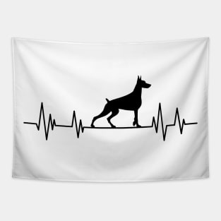 doberman Heartbeat dog Heartbeat doberman Silhouette Tapestry