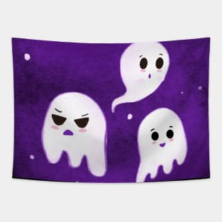 Three Little Ghost in purple halloween edition Tapestry