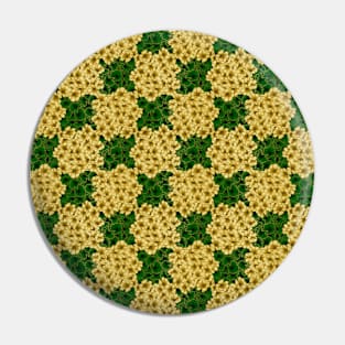 Floral checkerboard in Green and Yellow Pin