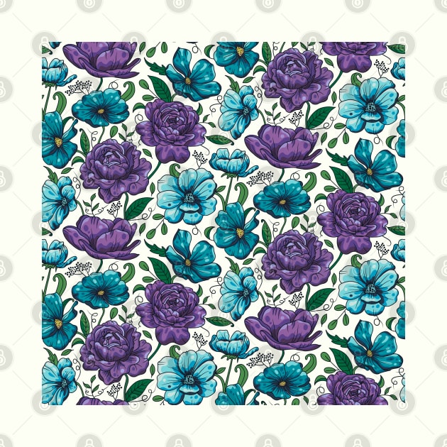 Blue and Purple Flower Garden by Simplulina