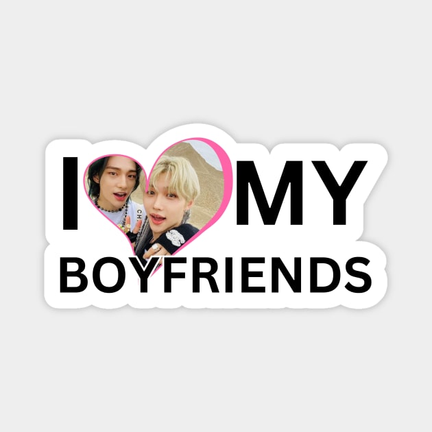 Kpop Ateez Stay I Love My Boyfriends Hyunjin and Felix Heart Magnet by StarBunnyDesigns