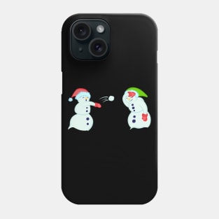 Snowmen having a snowball fight Phone Case