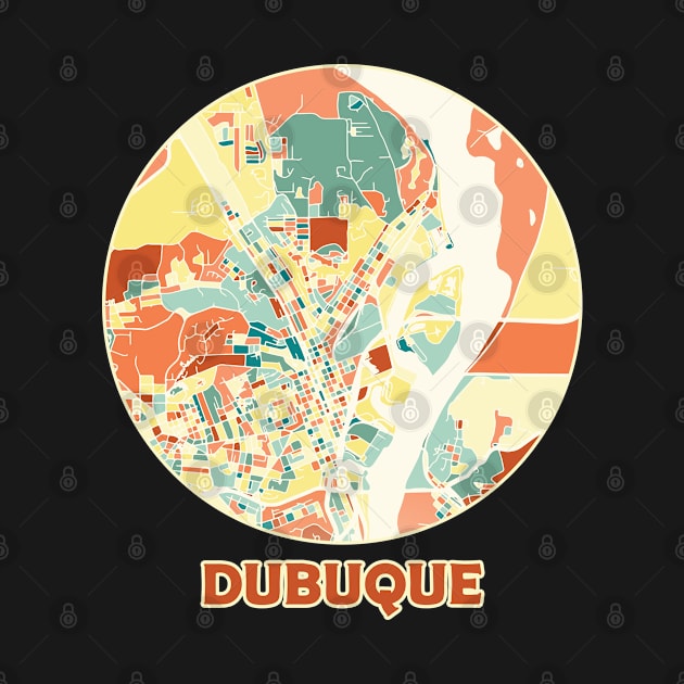 Dubuque Iowa map in mozaique colors by SerenityByAlex