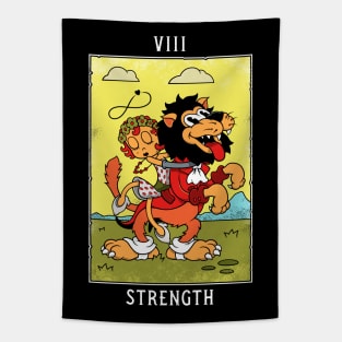 Strength- Mystical Medleys - Vintage Cartoon Tarot Tapestry