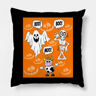 Boo Boo Moo. Spooky Halloween joke Pillow