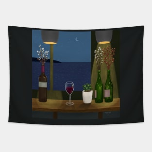 A bar overlooking the sea Tapestry