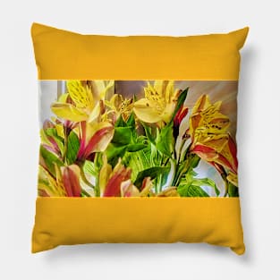 Yellow and Red Flowers Pillow