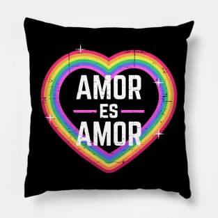 Amor es Amor - rainbow heart design Pillow