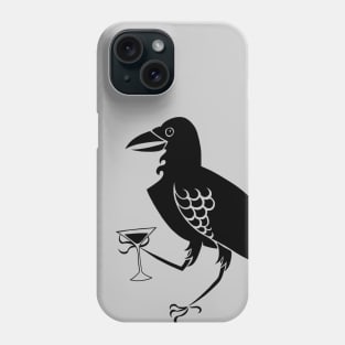 Raven Crow with Martini Glass goth witch Phone Case