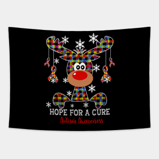 Reindeer Hope For A Cure Autism  Awareness Christmas Tapestry