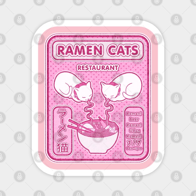 Ramen cats retro vintage japanese style Magnet by Mewzeek_T