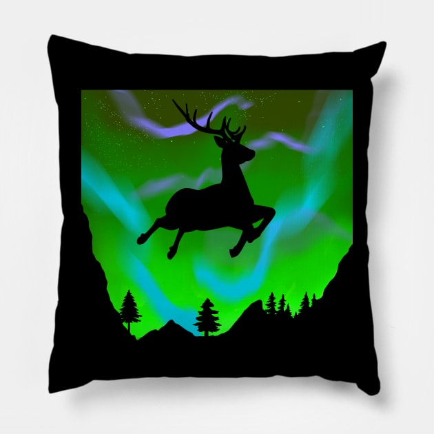 Reindeer Lights Pillow by nickbeta